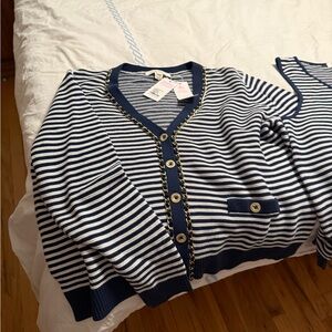 Lilly Pulitzer Navy and White Striped Cardigan